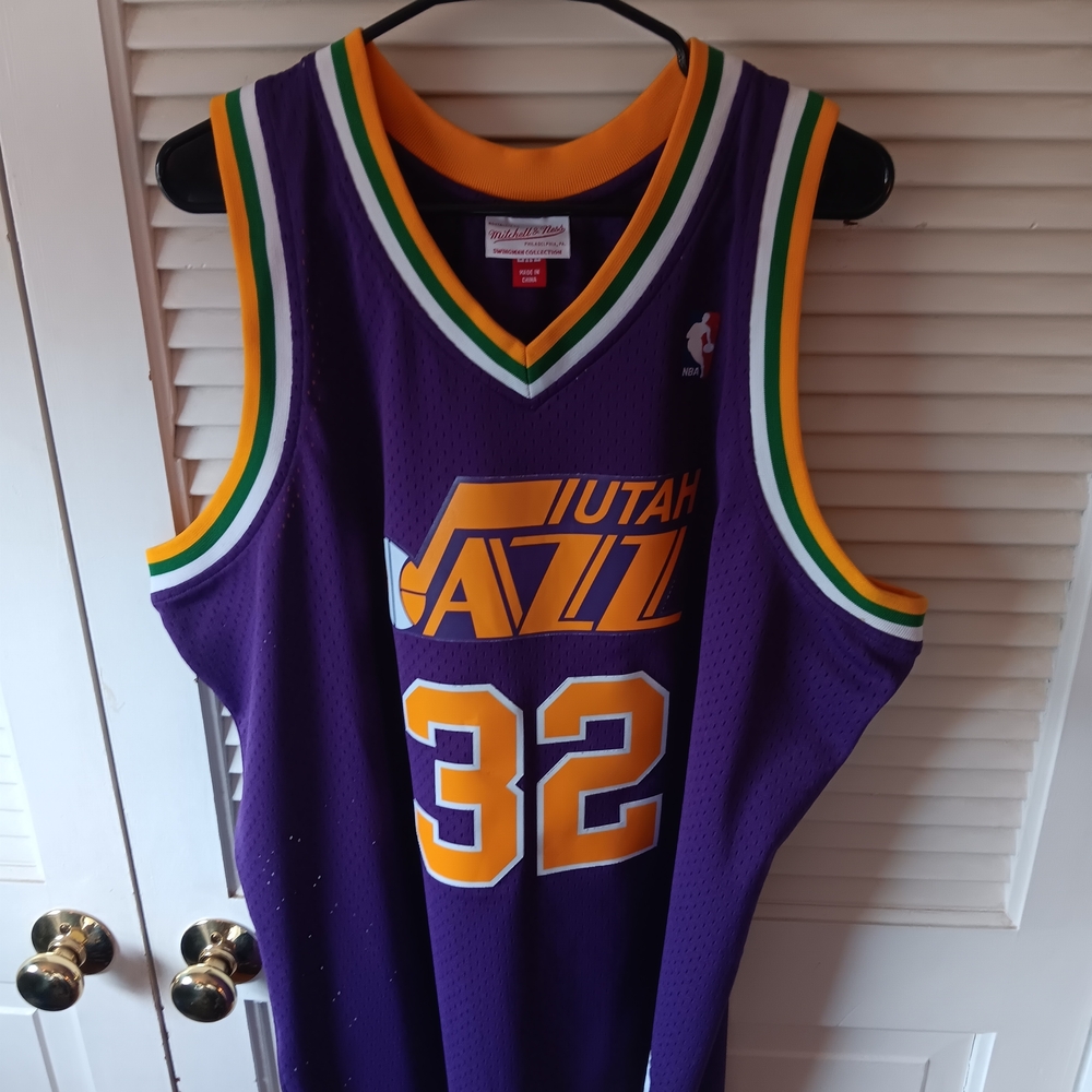 Hardwood Classics Mitchell & Ness Purple Karl Malone Utah Jazz Jersey